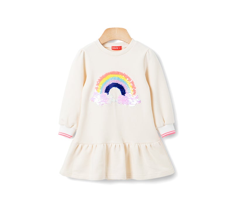 Girls Rainbow Sequin Dress Cotton Toddler Boden Dresses Ivory Ozkiz
